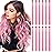 12 PCS Pink Hair Extensions Clip in, Colored Party Highlights Extension for Kids Girls Synthetic Hairpiece Straight 22 inch
