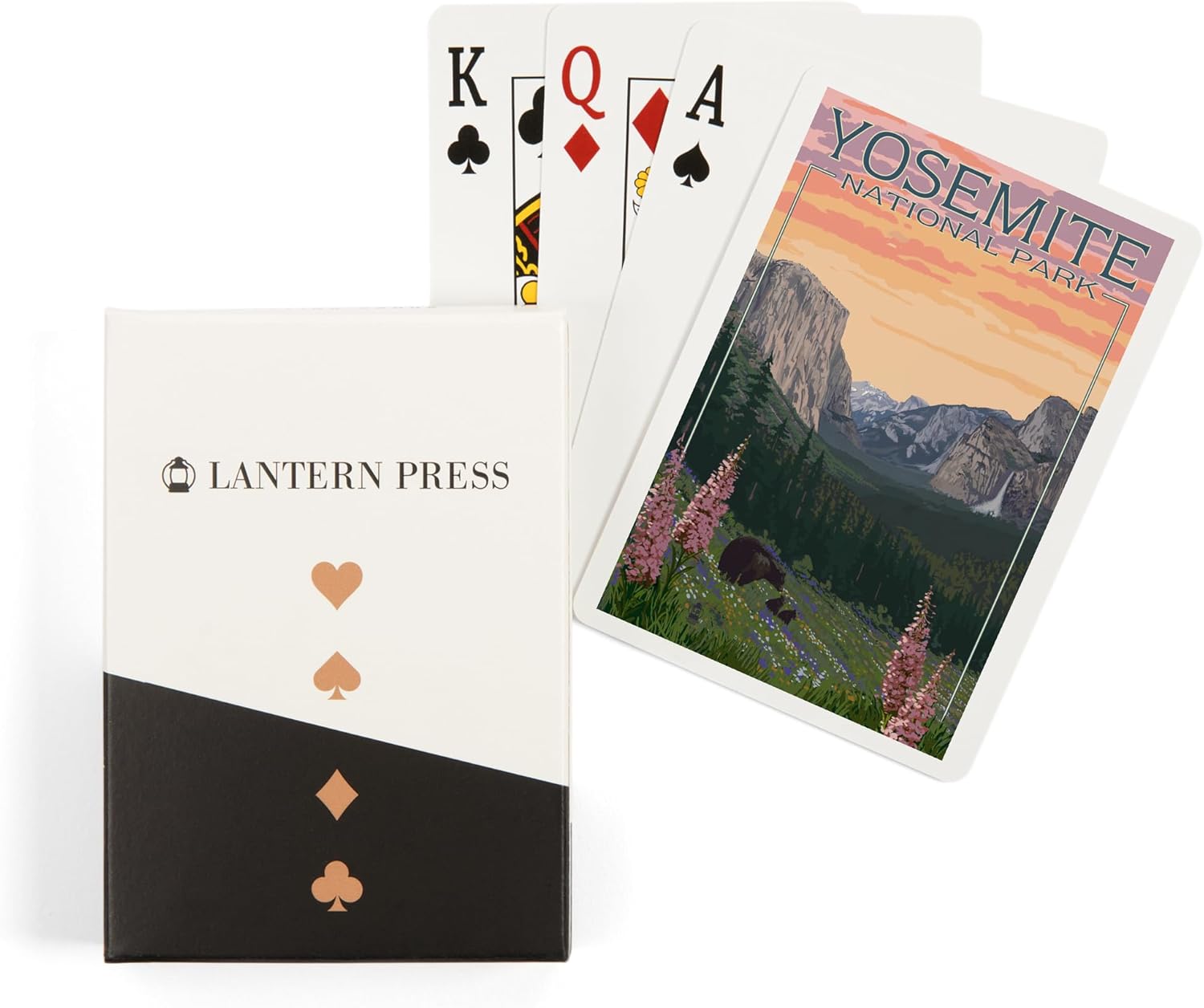 Lantern Press Yosemite National Park, California, Bear and Cubs with Flowers, 52 Playing Cards for Adults, Poker Size Card Deck