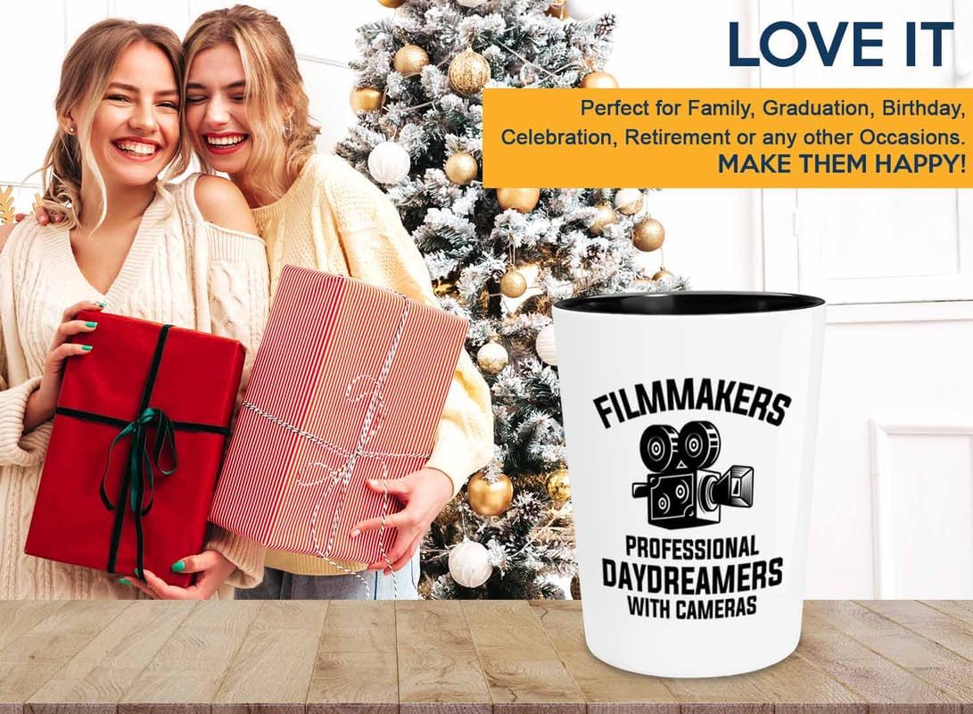 Filmmaker Shot Glass 1.5oz - Filmmakers Professional daydreamers - Filmmaker Gifts Camera Lens Cut Prop Director Movie Film Scriptwriter