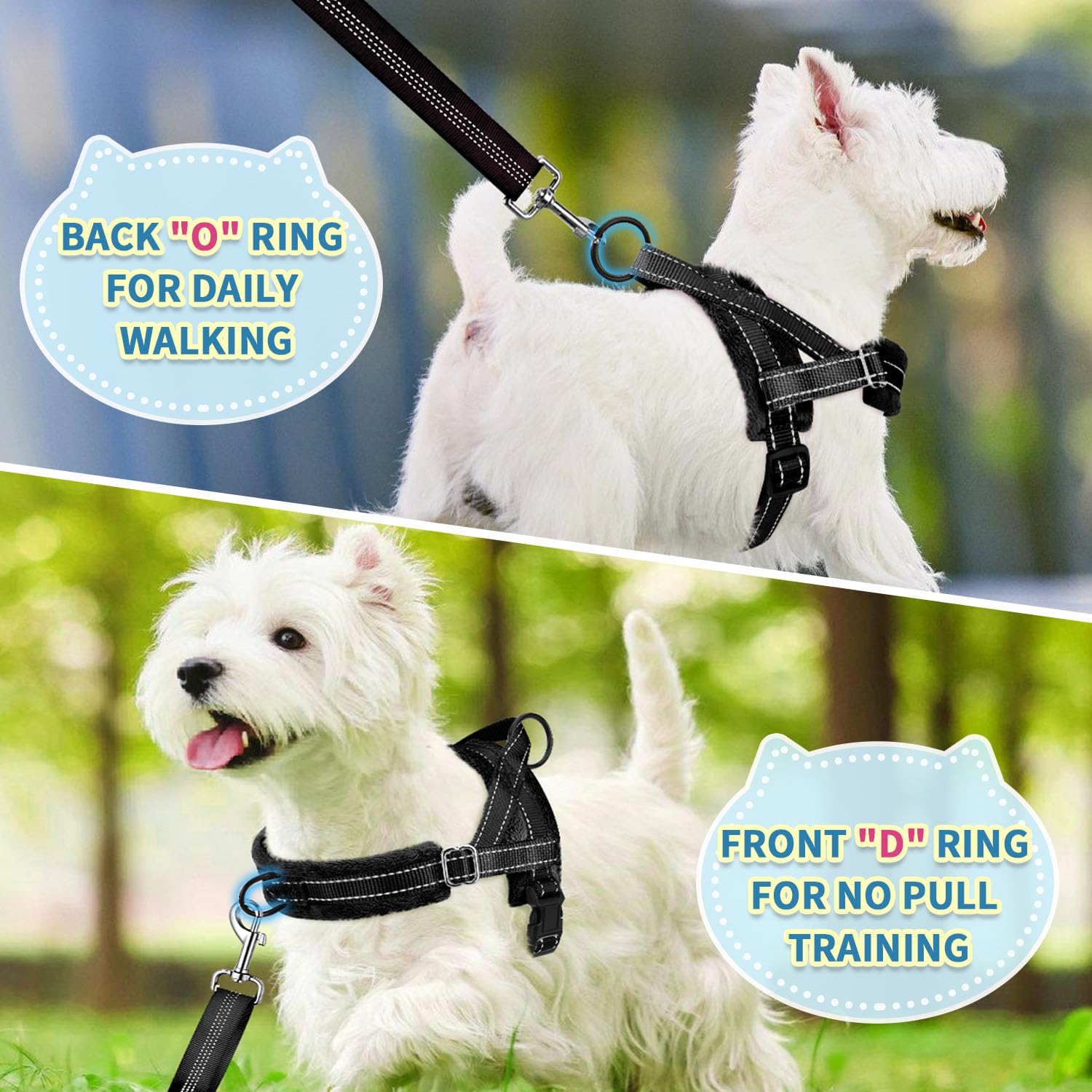 SlowTon Kein Pull Hundegeschirr und Leine, Heavy Duty Easy Walk Vest Harness Weich gepolsterte Reflective Adjustable Welpengeschirr Anti-Twist 4Ft Pet Blei Quick Fit Klein Schwarz