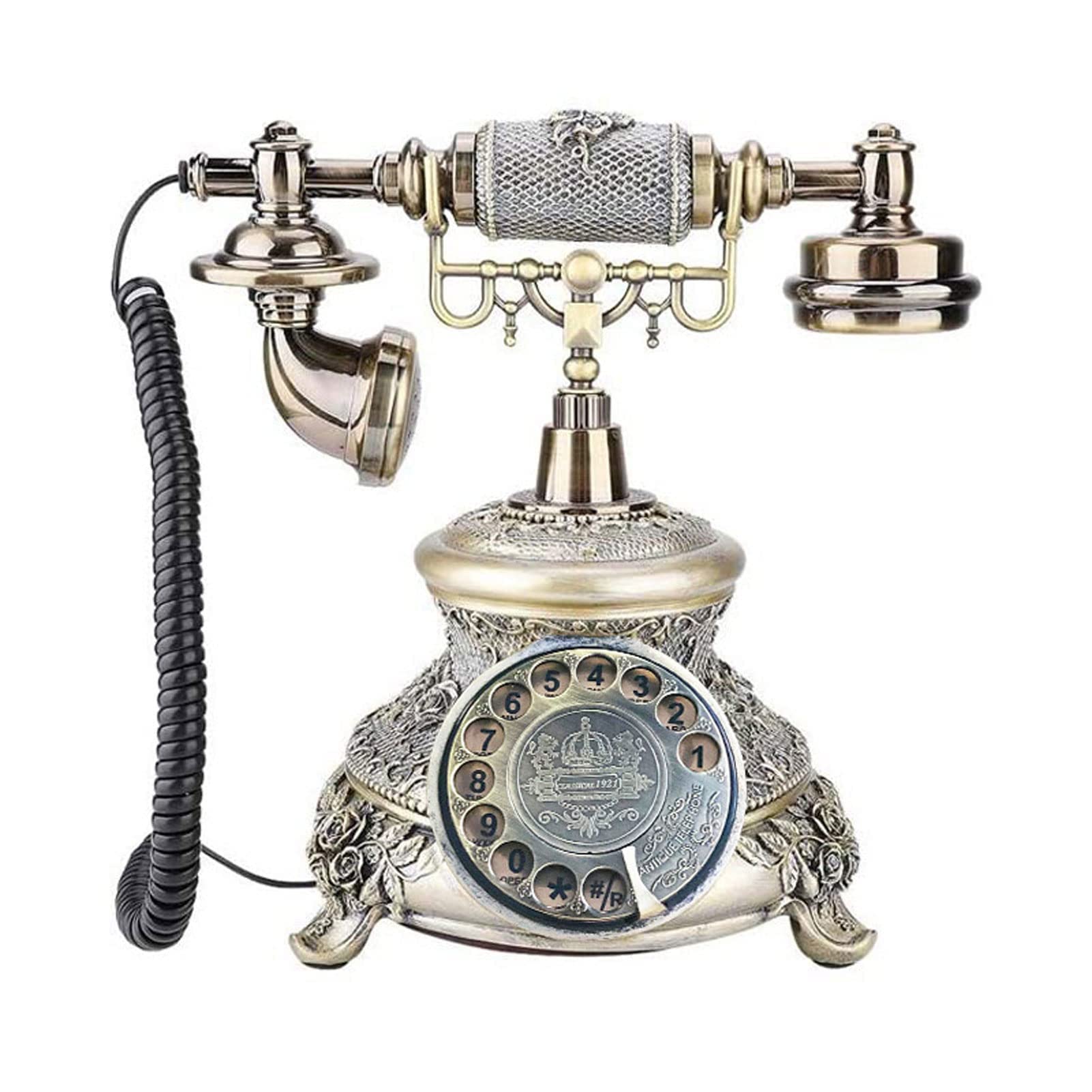 Téléphone filaire ancien de style européen avec finitions élégantes et mains libres B-b