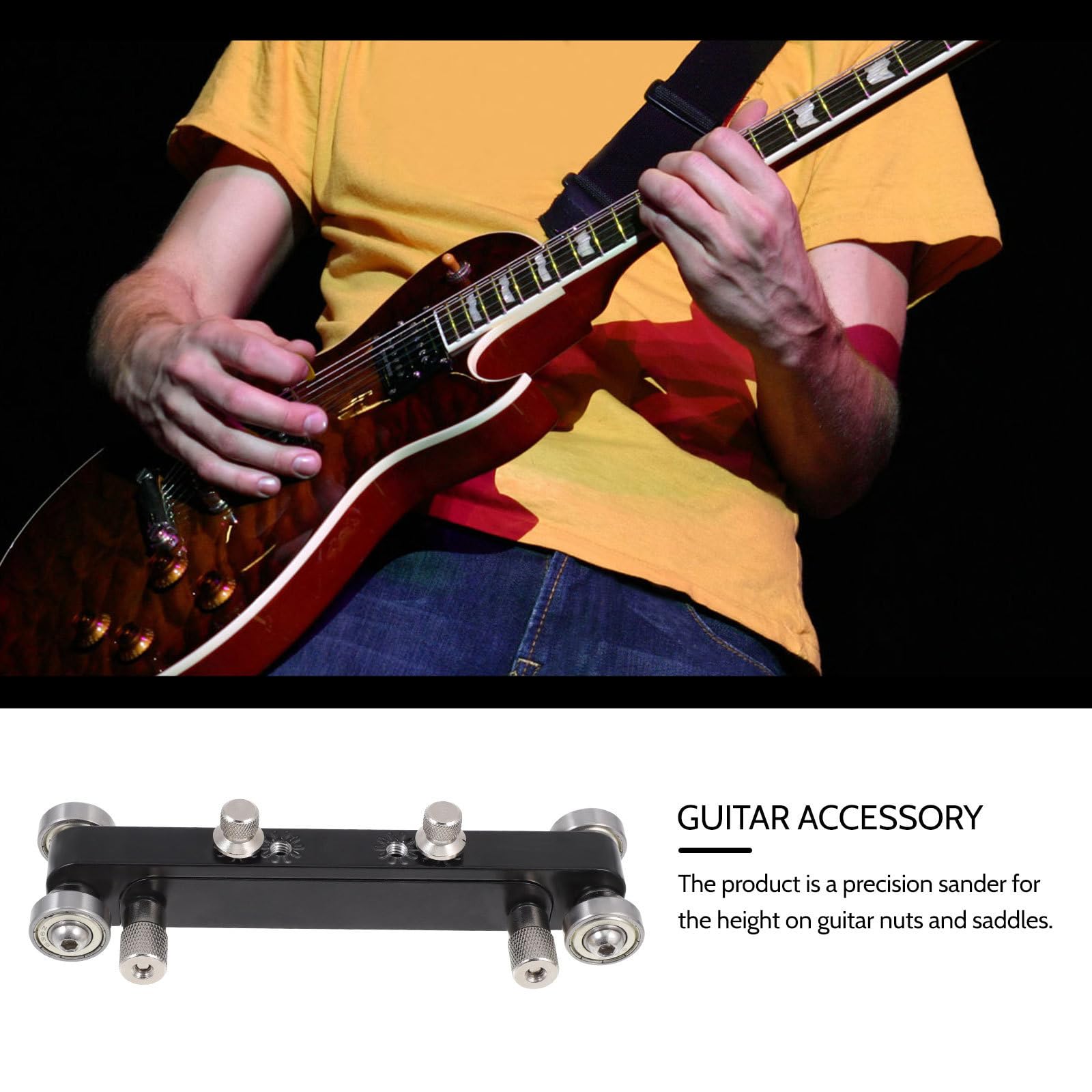 Lijadora de Tuercas para Guitarra Ajustable de Aleación | Aluminio Negro, para Cejuelas y Silletas de Plástico o Hueso, Altura Regulable, Útil en Luthería