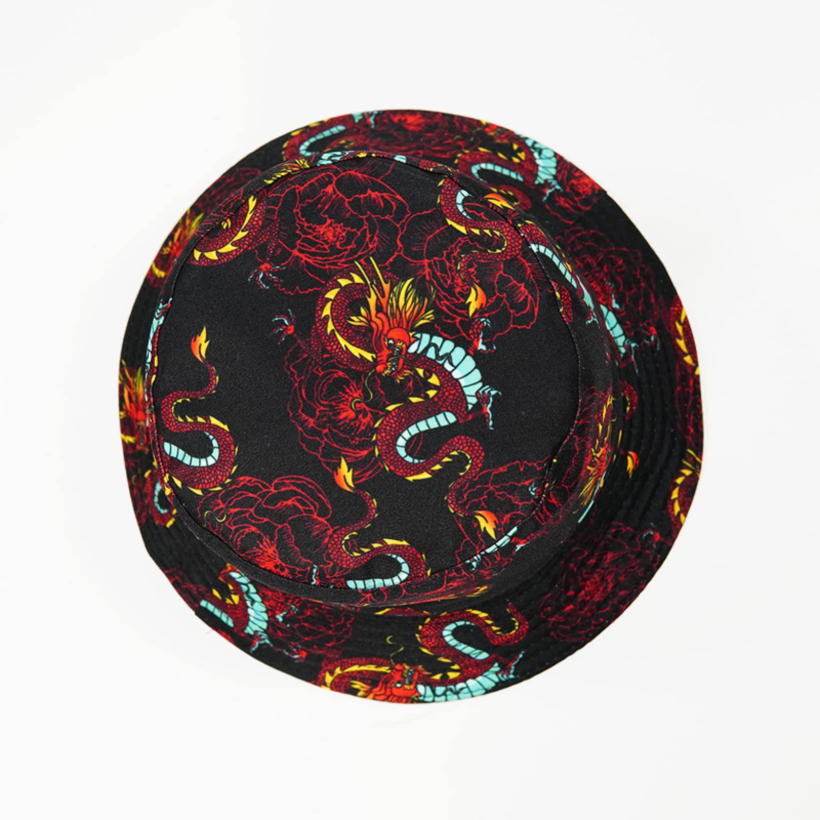 Trjgtas Cappello da Pescatore da Donna Cappello da Pescatore con Stampa Drago alla Moda per Uomo Berretto da Pesca Estivo all'aperto Hip Hop Abbigliamento da Strada per Il Tempo Libero