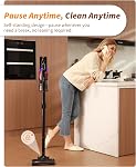 ElecKeys 650W Cordless Vacuum Cleaner for Pet Hair & Hardwood Floors, 55kPa Lightweight Vacuum Cleaners with 65 Mins Runtime, Quiet Stick Vac,Charging Dock, Self-Standing, Foldable Tube