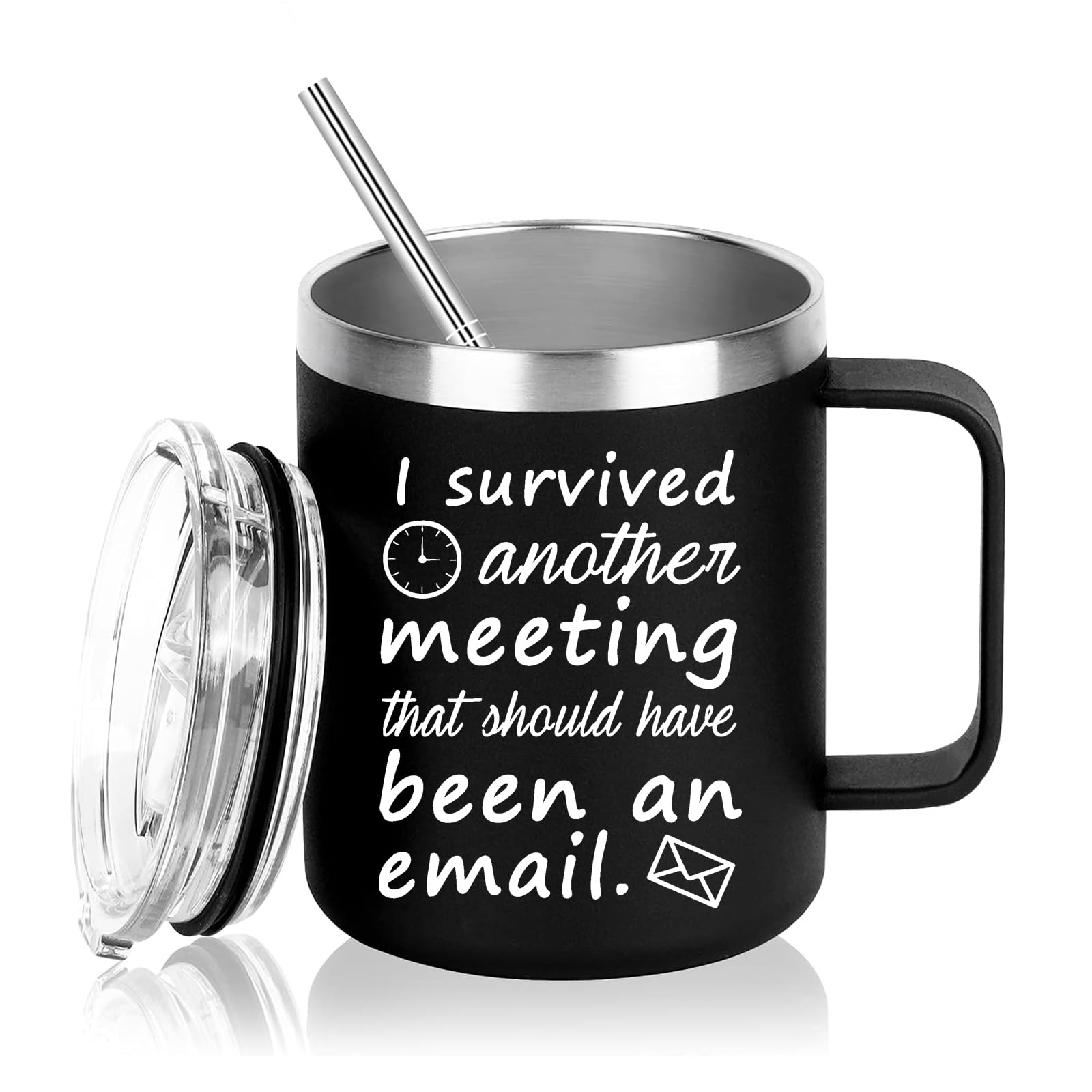 I Survived Another Meeting That Should Have Been an Email Stainless Steel Coffee Mug Email Mug The Office Mug Funny Mug Christmas White Elephant Gifts for Boss Coworkers Friends 12 Ounce