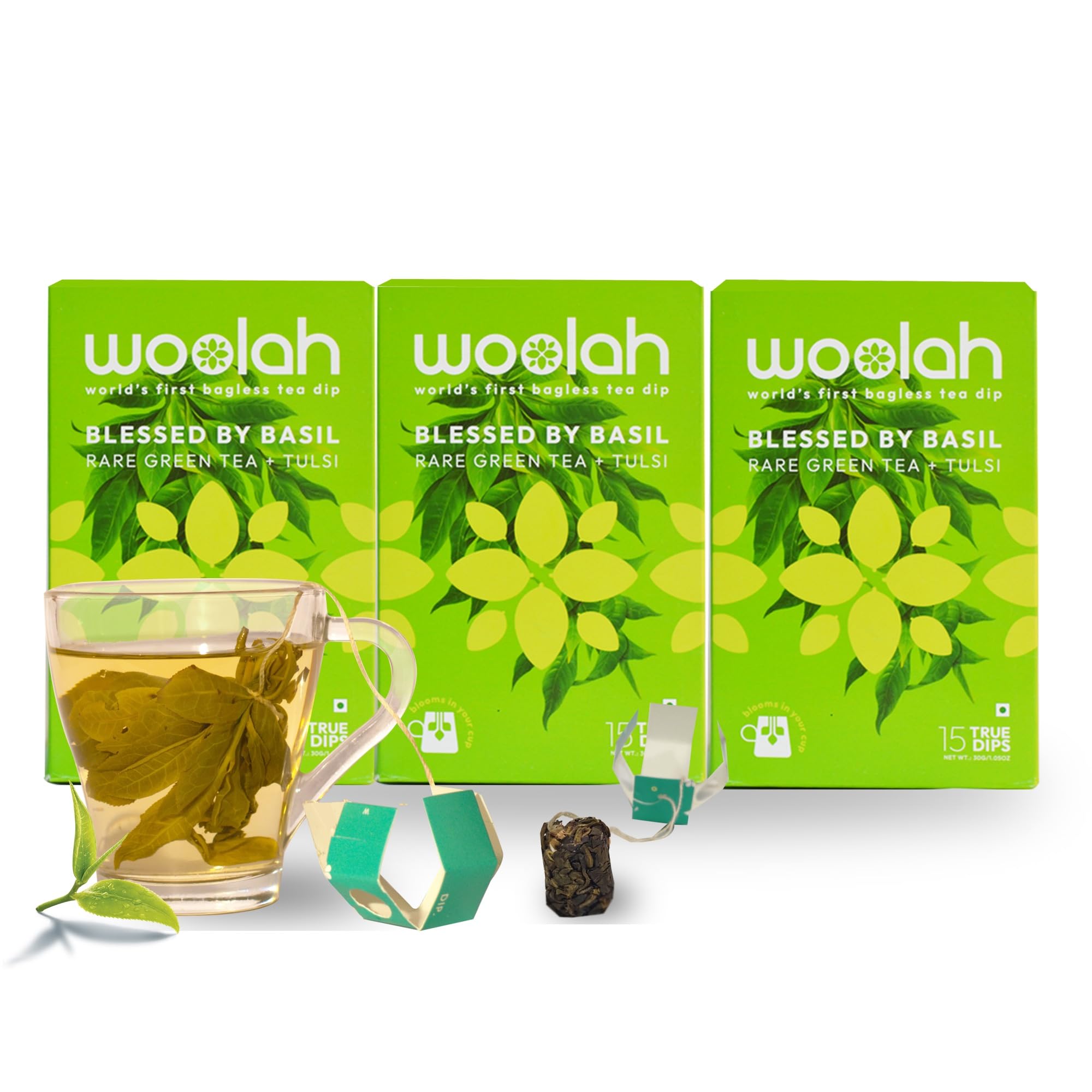 Woolah Rare Assam Green Tea With Tulsi, Organic Bagless Tea Dip (8 Packs = 120 Dips /240 Cups) 100% Plastic Free, Natural Whole Leaf, High Antioxidants Supports Weight Management, Improves Skin, Improves Digestive & Heart Health. — Amazon image 11