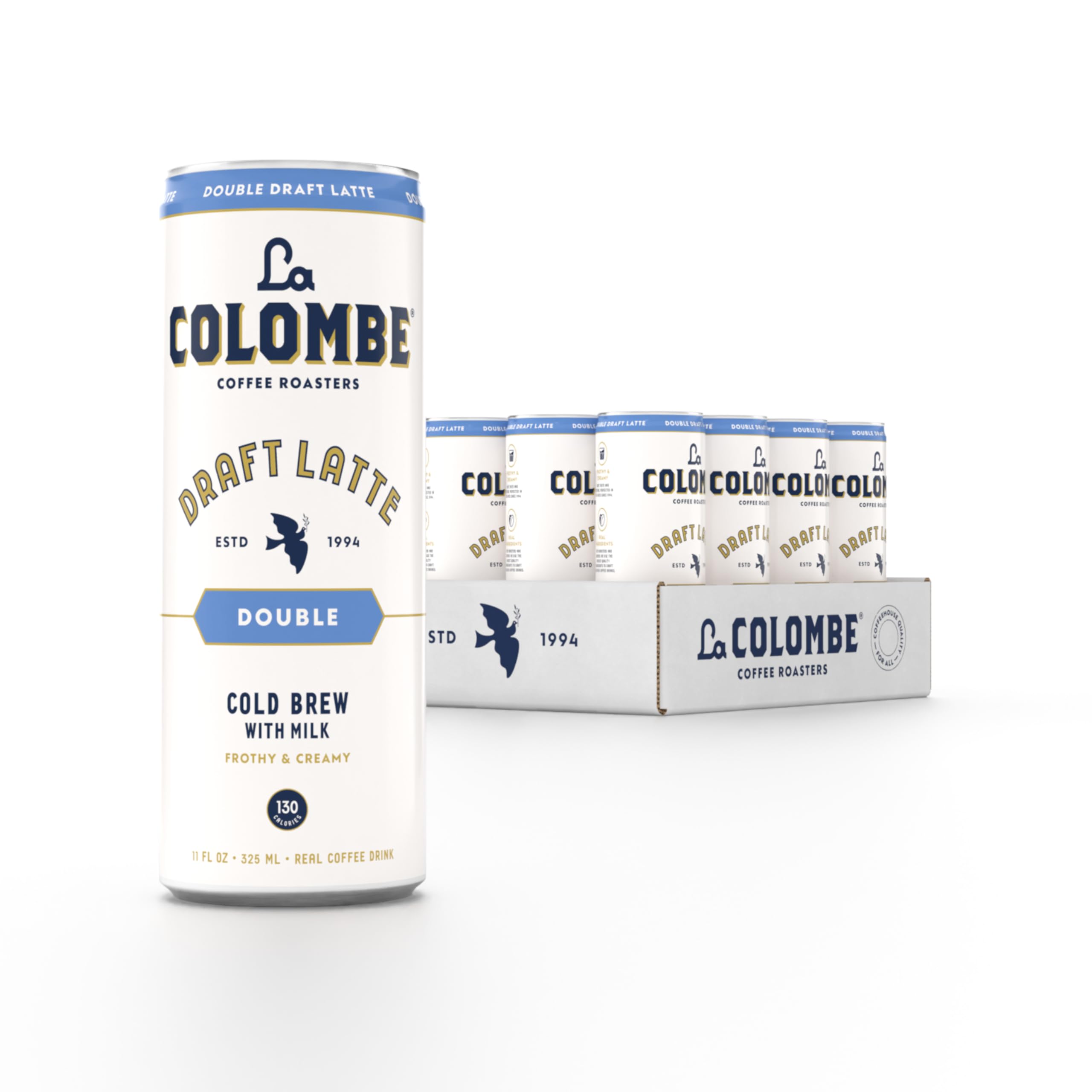 (Best by:11/14/25) La Colombe Coffee, Double Draft Latte, 11 fl oz Cans (Pack of 12), Coffeehouse Quality Cold Brew, Specialty Grade Coffee Beans, Ready-to-Drink On-the-Go