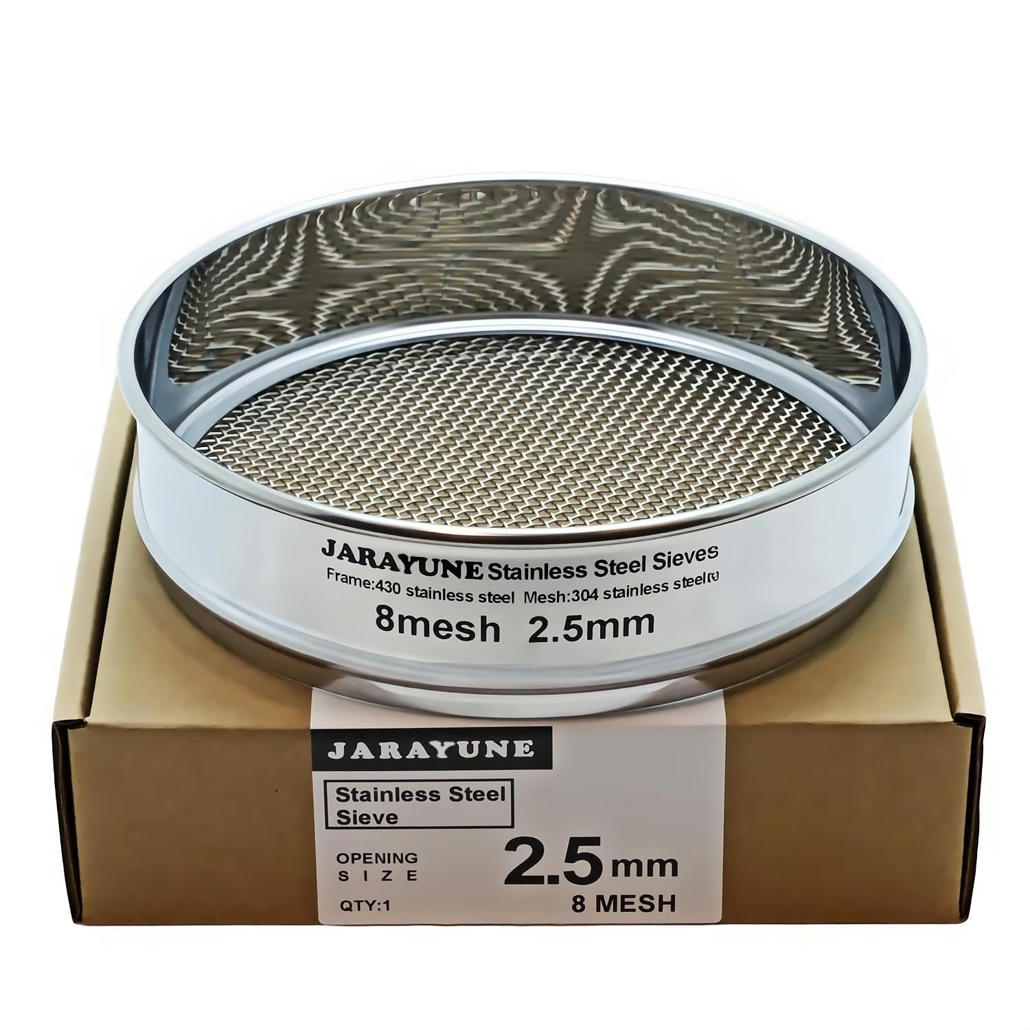 Stainless Steel Lab Sieve - 8 Inch Mesh Sifter -18