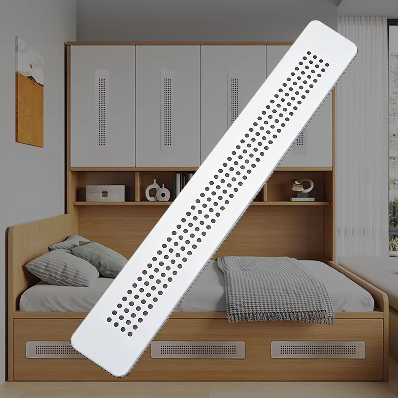 Rejilla de ventilación de metal para puertas de gabinete, placa de ventilación de escape de 6 a 22 pulgadas, fácil de instalar, cubierta de escotilla de acceso blanco, 3 x 36 cm para un flujo de aire