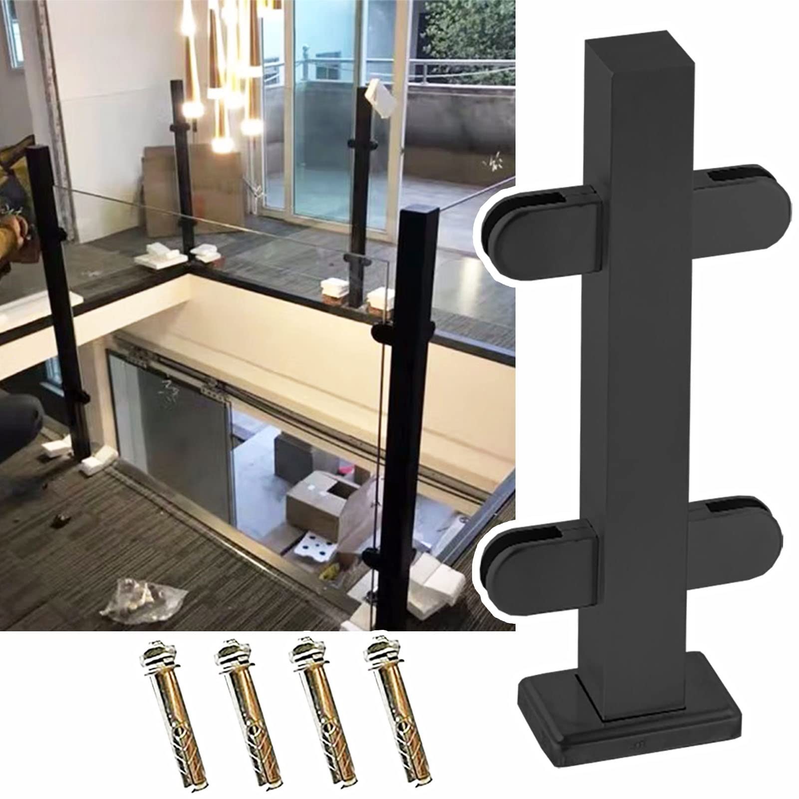 Poteau de garde-corps en verre intérieur pour sécuriser une mezzanine contemporaine en toute clarté