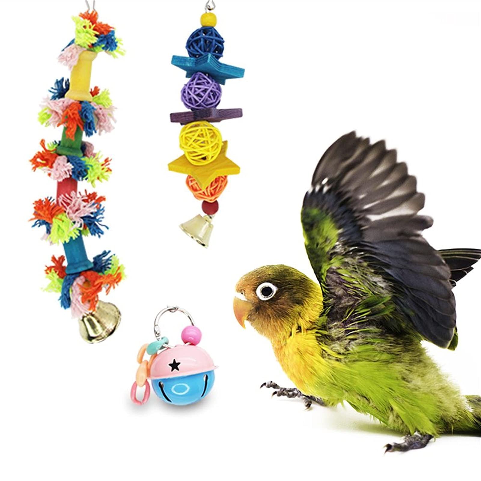 Vogelspielzeug 10 Stück A Packung Vogel Papagei Zubehör Barsch Swing Bell Spiegel Kauspielzeug Set