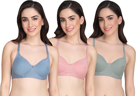 Liigne Women Padded Bra – Made of Pure Cotton Full Coverage Non Wired Seamless Pushup Soft Cup for T-Shirt Saree Dress and for Everyday