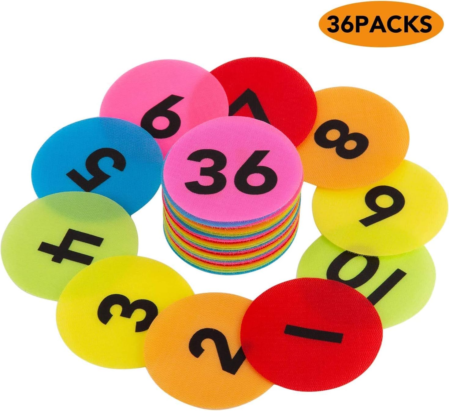 Amazon Com Aiex 36 Pack Carpet Spot Markers Nylon Carpet Spot Sit Markers Circles Marker Dots With Numbers 1 To 36 For Kindergarten Preschool Kids And Teachers 6 Colors Office Products