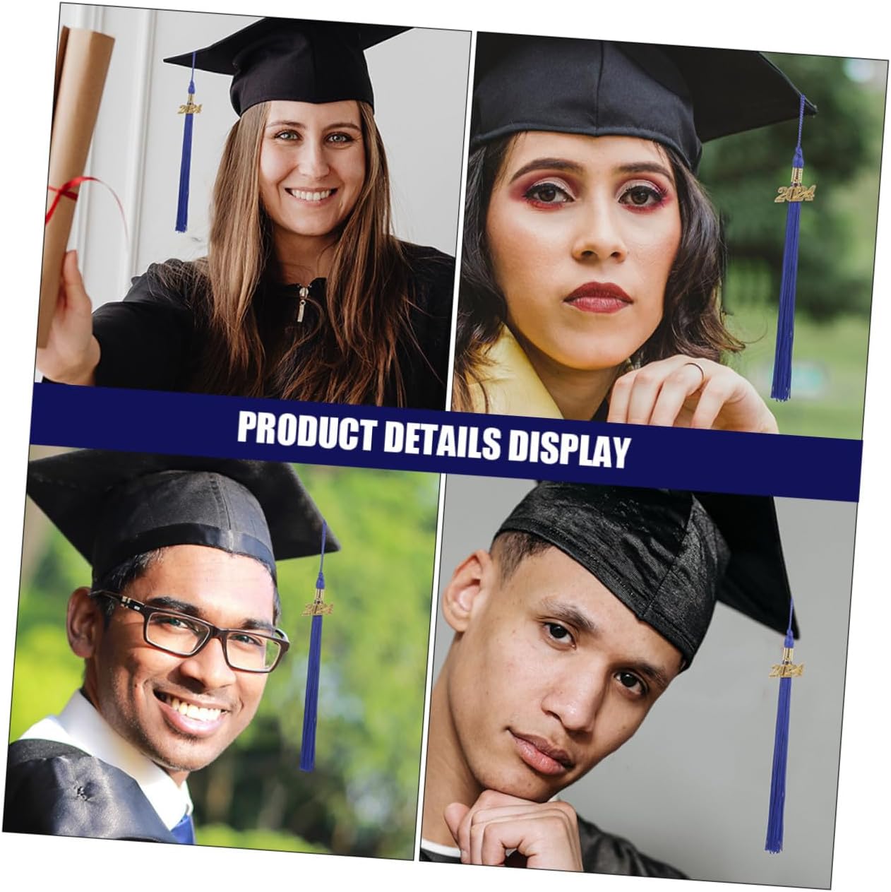 HEMOTON 8pcs Graduation Hat Tassels Blue Navy Hanging Ornaments Graduation Cap Accessories for Academic Ceremonies and Grad Supplies