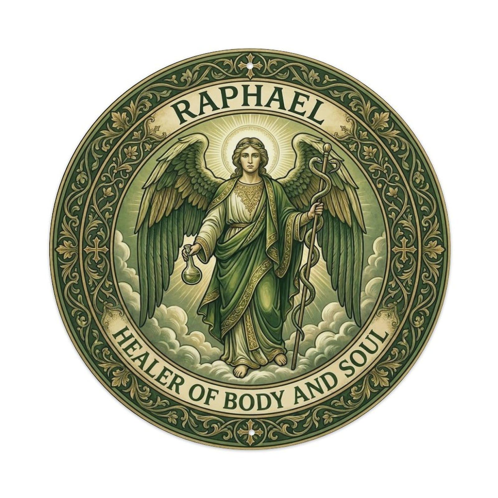 Divine Grace Healer of Body And Soul Archangel Raphael Metal Tin Sign