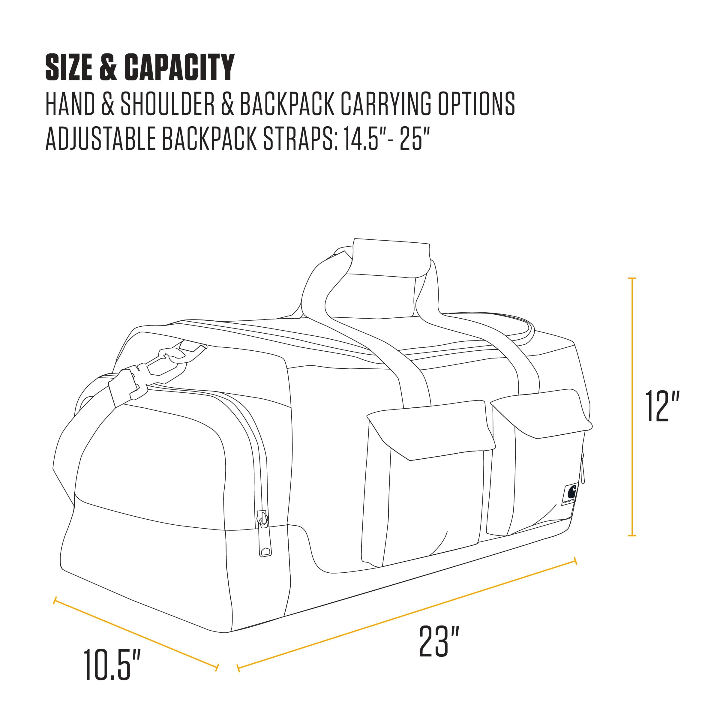 Carhartt Legacy Utility Duffle Unisex-dorośli, Torba płócienna (czarna), 40L US, Torba transportowa o pojemności 40 l, wytrzymała do pracy, na siłownię i w podróży