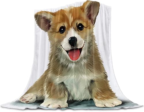 Miniatura 1 de T&amp;H XHome Manta de franela de microfibra de forro polar Corgi, para amantes de los cachorros de Corgi, dueño de mascotas, suave, cálida, esponjosa,