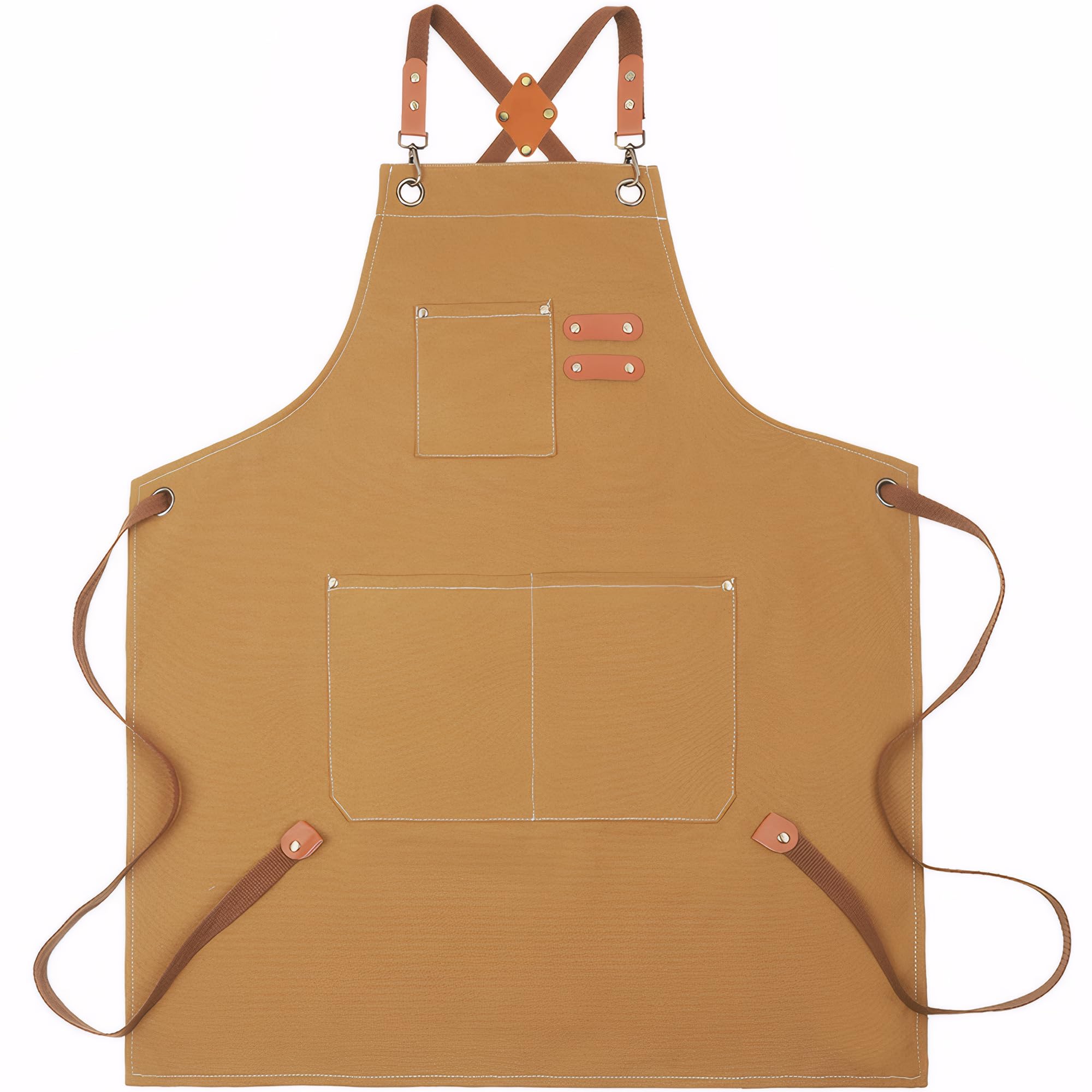 GREBSTK Work Apron Cross Back Adjustable Canvas Tool Apron for Woodworking, Gardening, Cooking