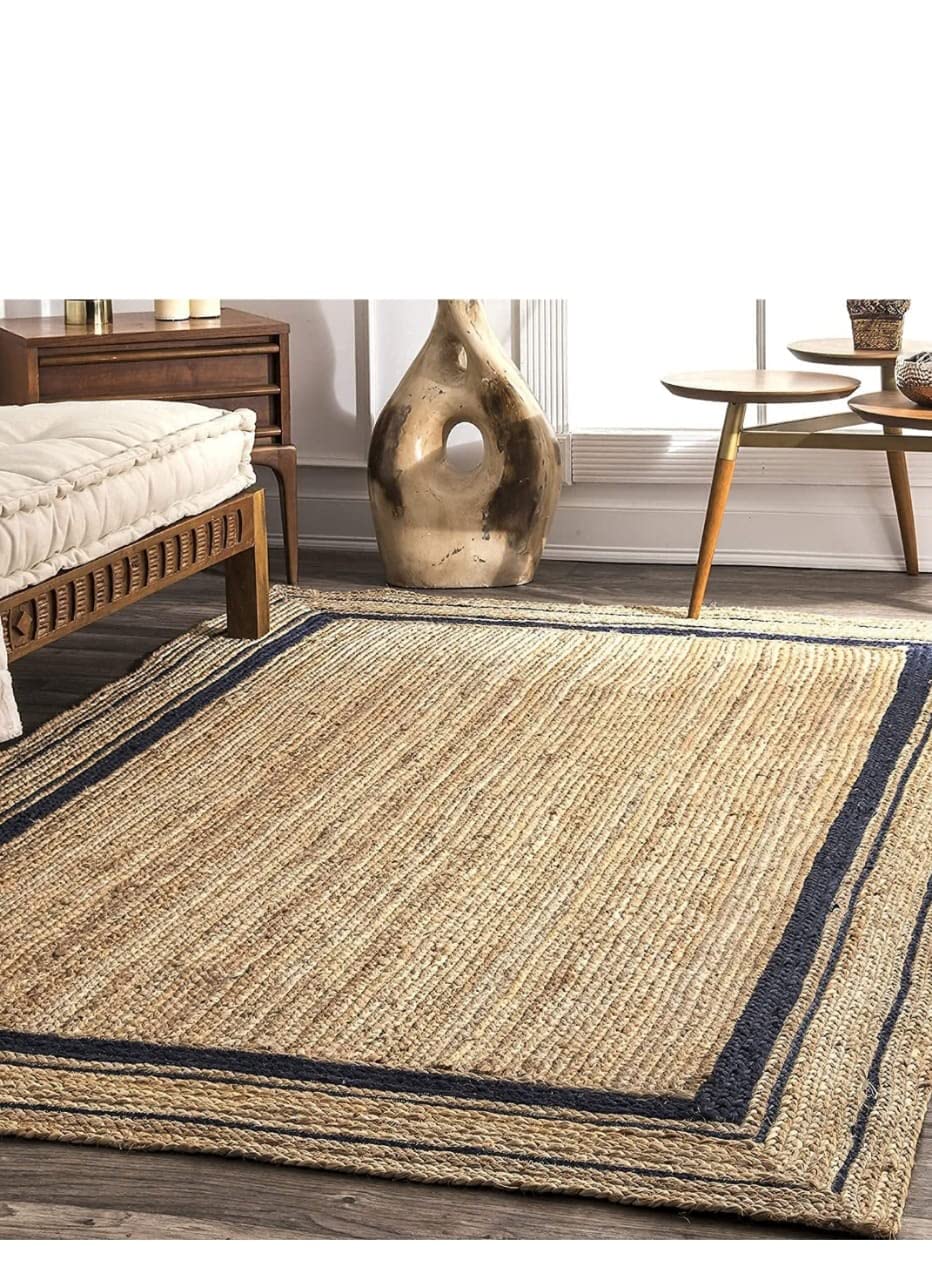 Giya Rugs Premium Hand Woven Classic Rug, Kitchen Rugs, Rugs for Living & Bedroom (Jute with Cotton White, 60 x 152 cm - Feet 2 x 5)
