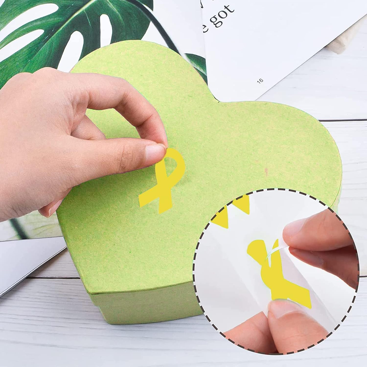 WANDIC Yellow Ribbon Stickers, 500 Pcs Awareness Stickers for Event Gift, Letter Bags, Burgundy, 19 x 37 cm - Image 4
