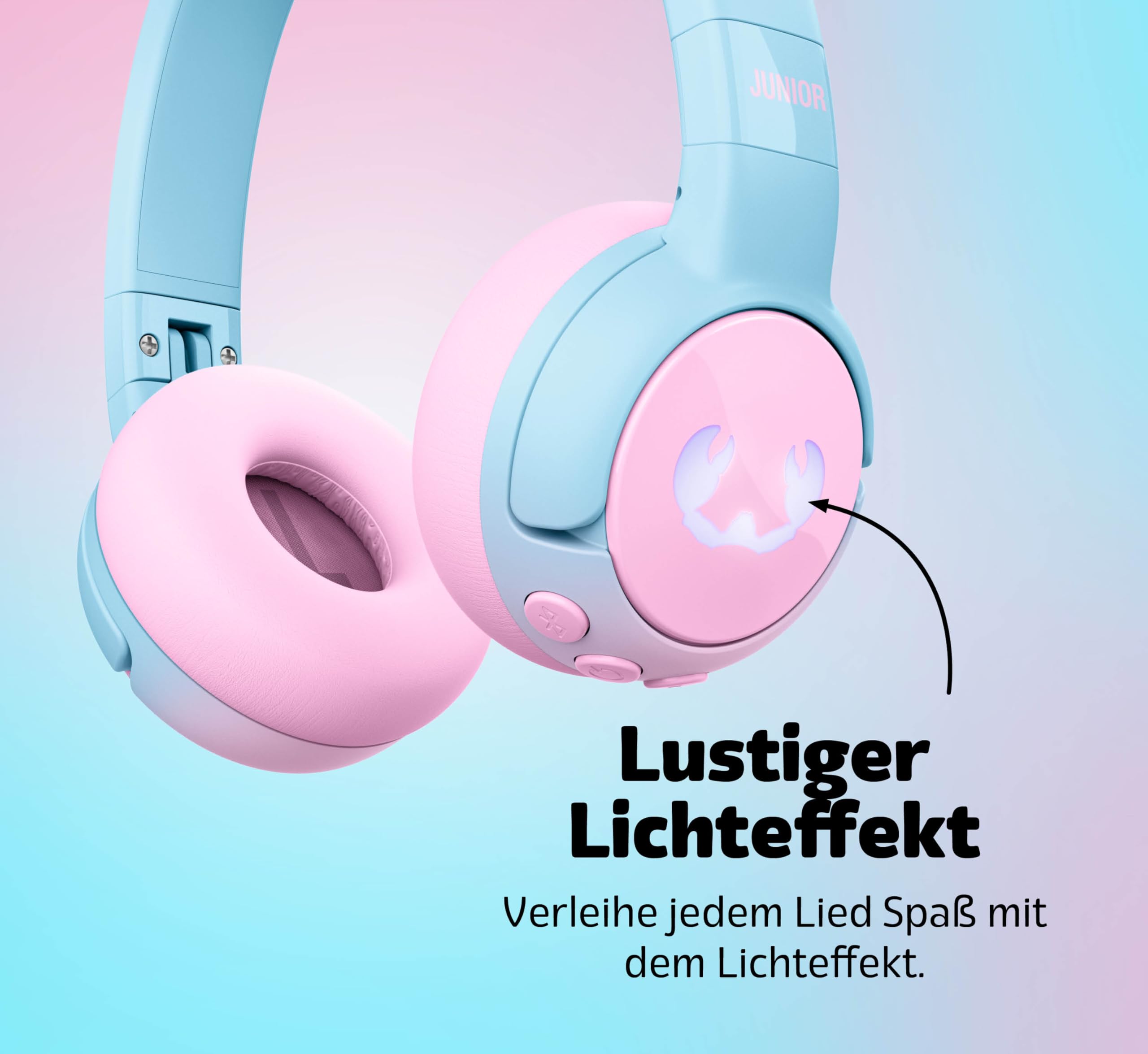 Fresh 'n Rebel Code Junior, kabellose Bluetooth-Kopfhörer für Kinder, sicherer Klang (<85dB), inklusive Audiokabel und Aufkleber, Buddy Beats, LED-Lichteffekte. 48 Std. Spielzeit (Cool Candy)