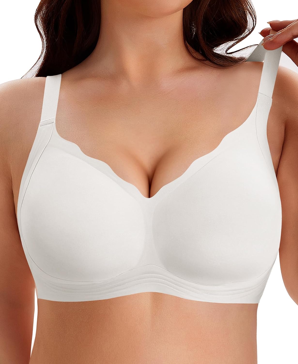 Werena Minimizer Bras for Women Wireless Jelly Plus Size Bra Full Coverage Push Up No Underwire Soft Seamless Tshirt Bralette