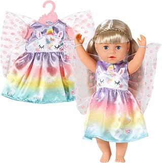 BABY born Fantasy Fairy Outfit 43 cm for Dolls - Unicorn, Rainbow and Fairy Wings Design - Easy for Small Hands, Creative Play Promotes Empathy and Social Skills, For Toddlers 3 Years and Up