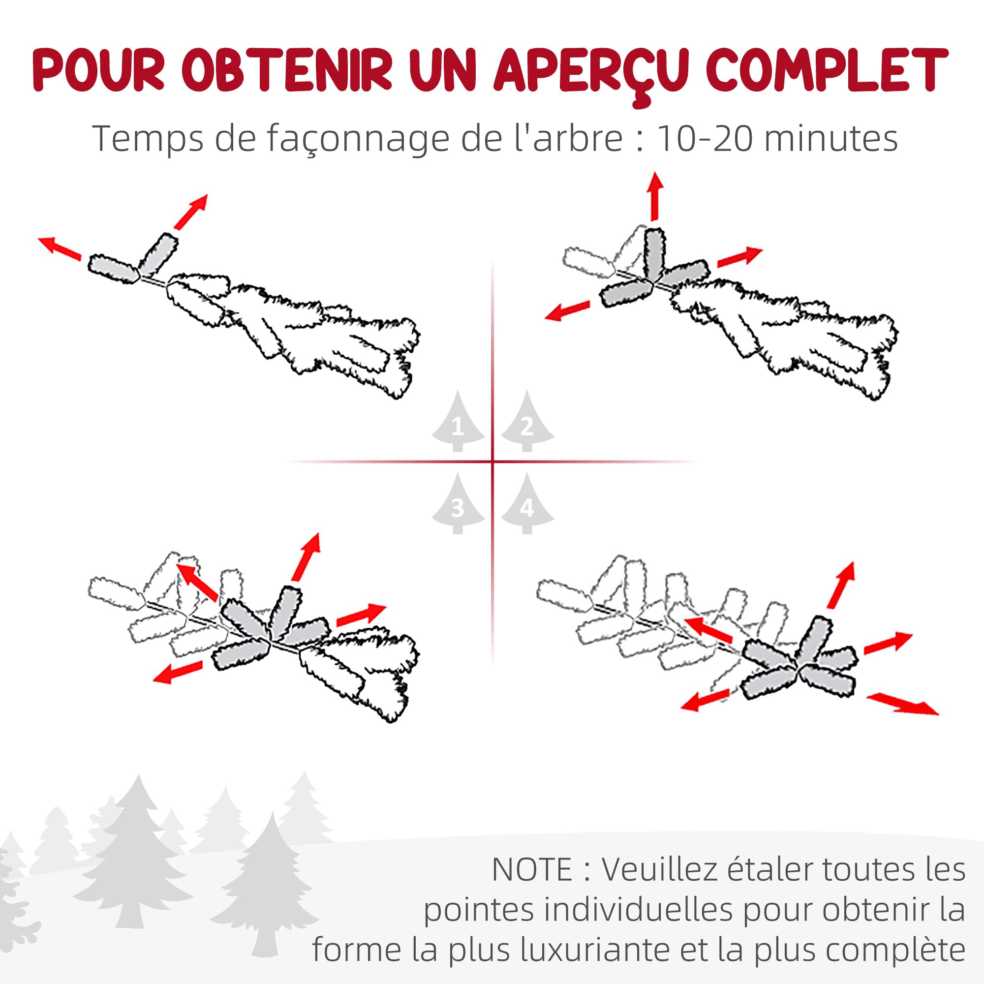 HOMCOM Sapin de Noël Artificiel 120 cm, 310 Branches, Arbre de Noël Vert | Plastique Ignifugé, Socle Pliable en Acier