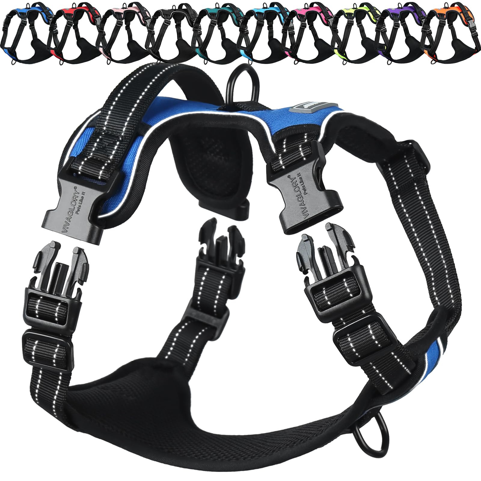 VIVAGLORY Easewalk Hundegeschirr, Anti Zug Hundegeschirr für Training & Spazieren, Anti Zieh Geschirr Welpengeschirr Mit Griff, Ausbruchsicher & Non-Stop für Welpe Hunde