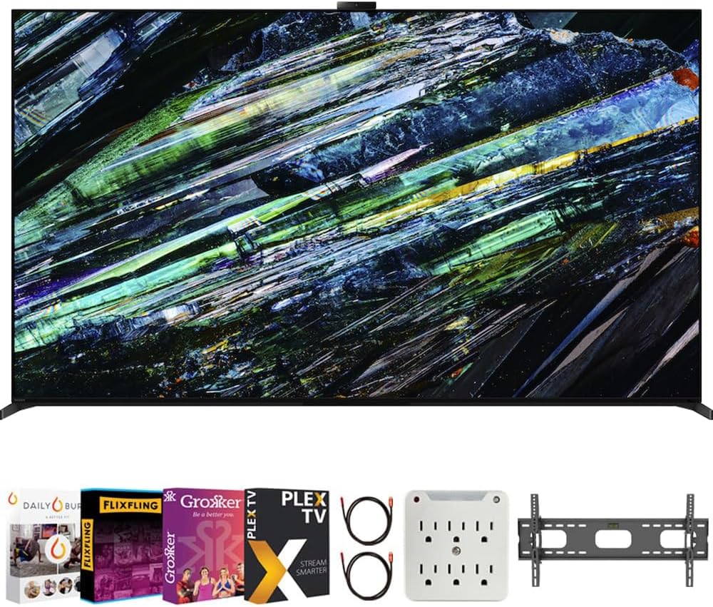 XR77A95L BRAVIA XR A95L 77 inch QD-OLED 4K HDR Smart TV with Google TV (2023) Bundle with Premiere Movies Streaming + 37-100 Inch TV Wall Mount + 6-Outlet Surge Adapter + 2X 6FT 4K HDMI 2.0 Cable