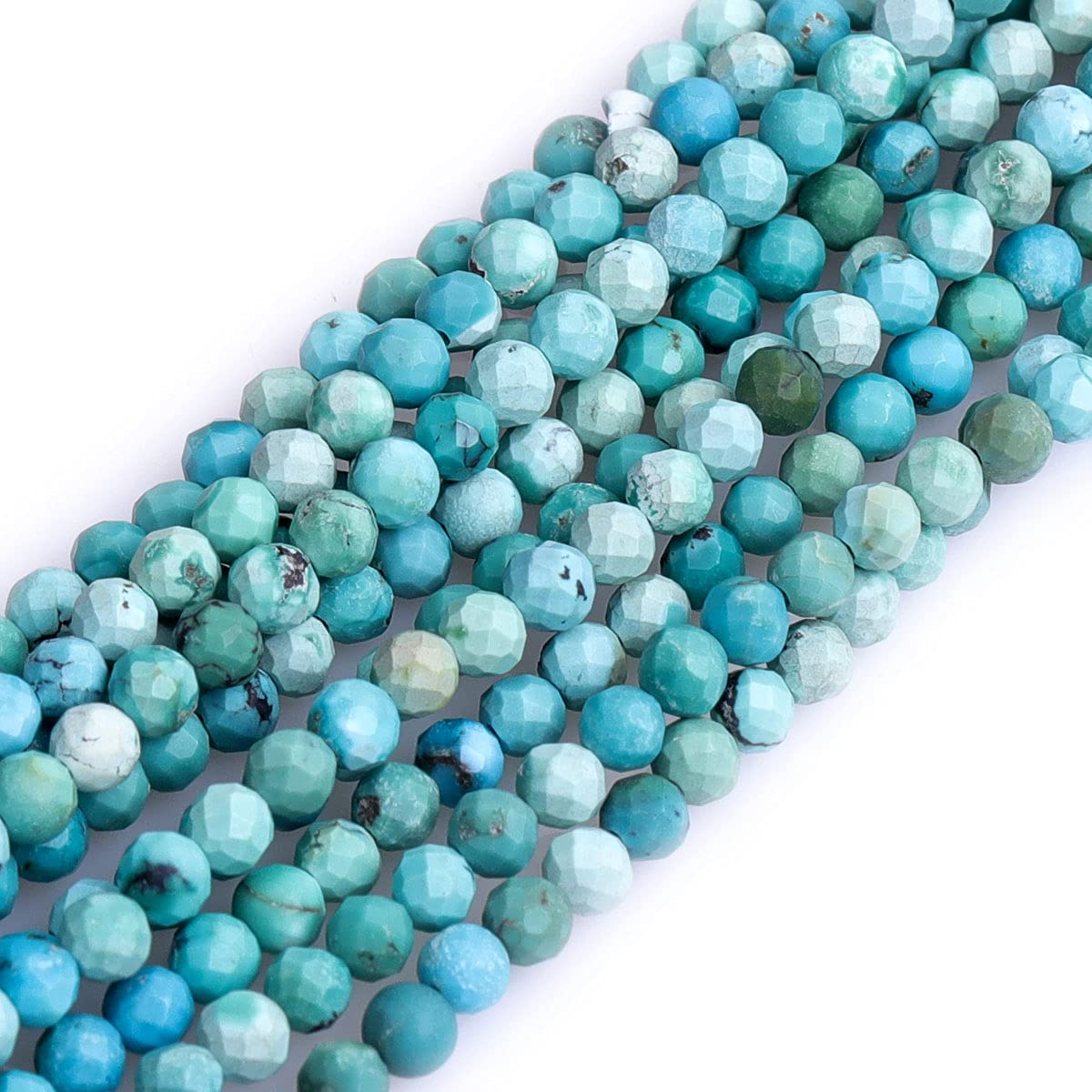 Gem-Inside 3mm Blue Turquoise Jasper Natural Gemstone Faceted Round Semi Precious Loose Seed Beads for Jewellery Making 15" Strand