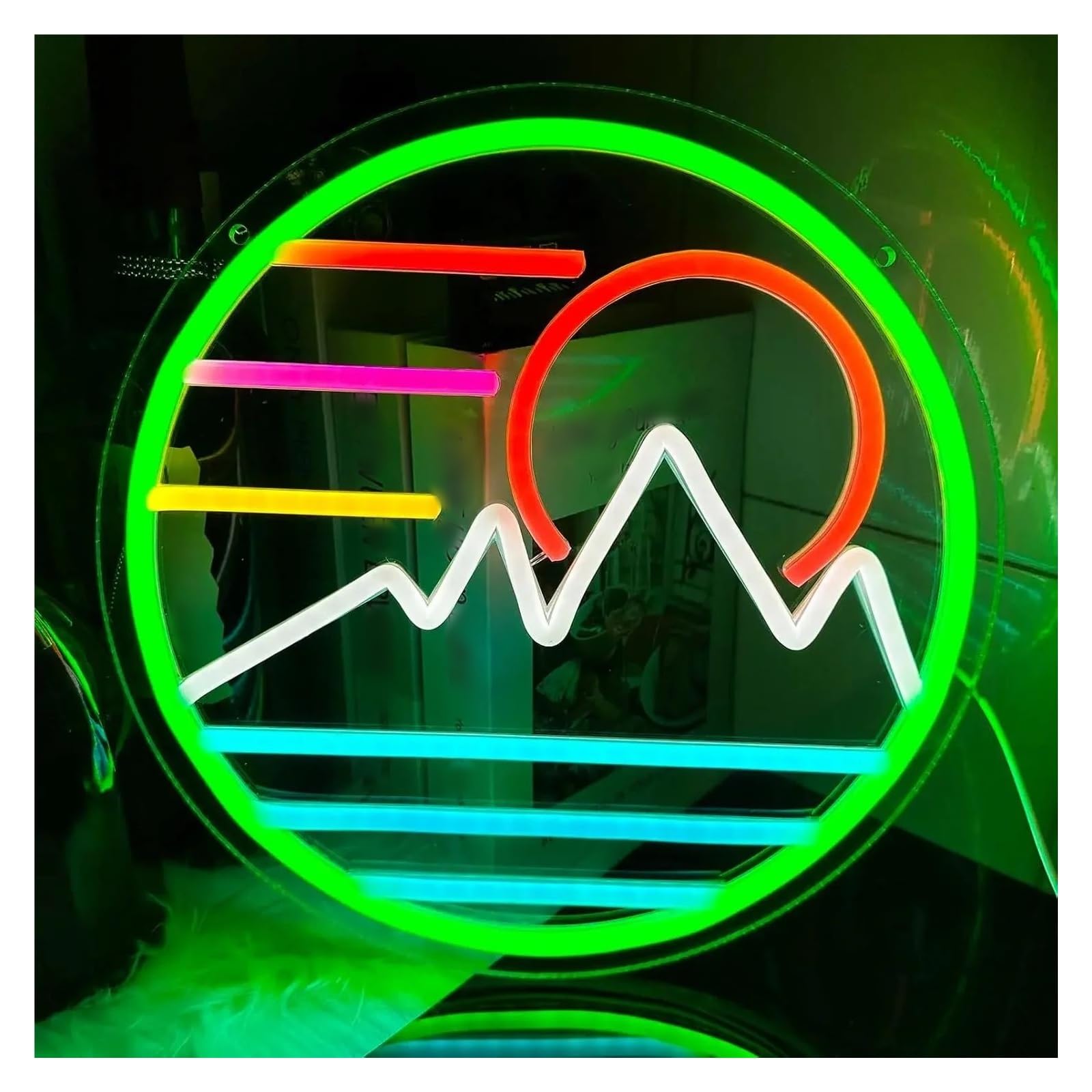 SHOUXI Sign Lamp Sunrise Sunset Neon Signs USB Powered Lights for Surf Room Living Room Bar Game Room Wall Decor 30cmх30cm