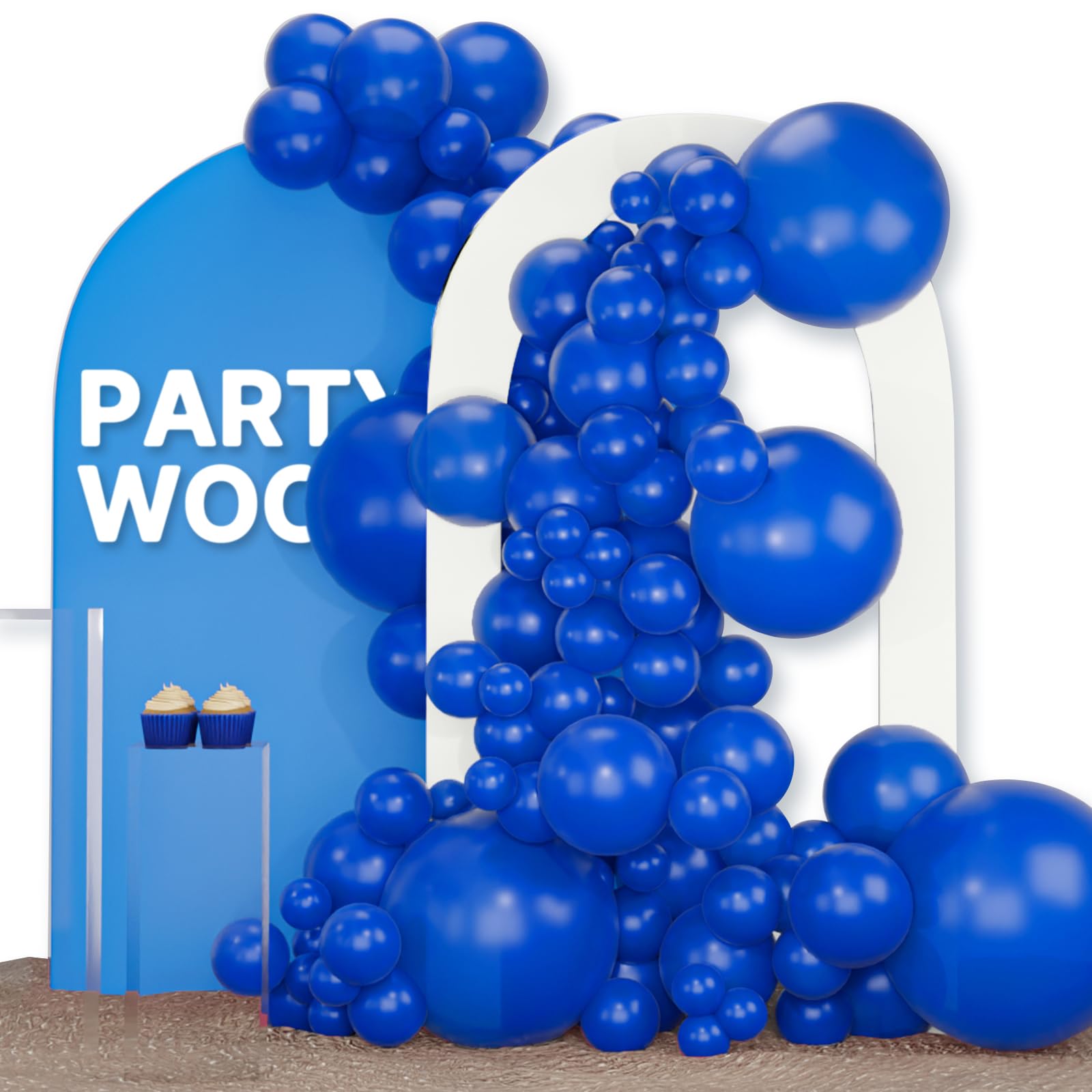 PartyWoo Royal Blue Balloons 130pcs Different Sizes Pack of 18 12 10 5 Inch Dark Blue Balloon Arch Kit for Baby Shower Gender Reveal Graduation Under