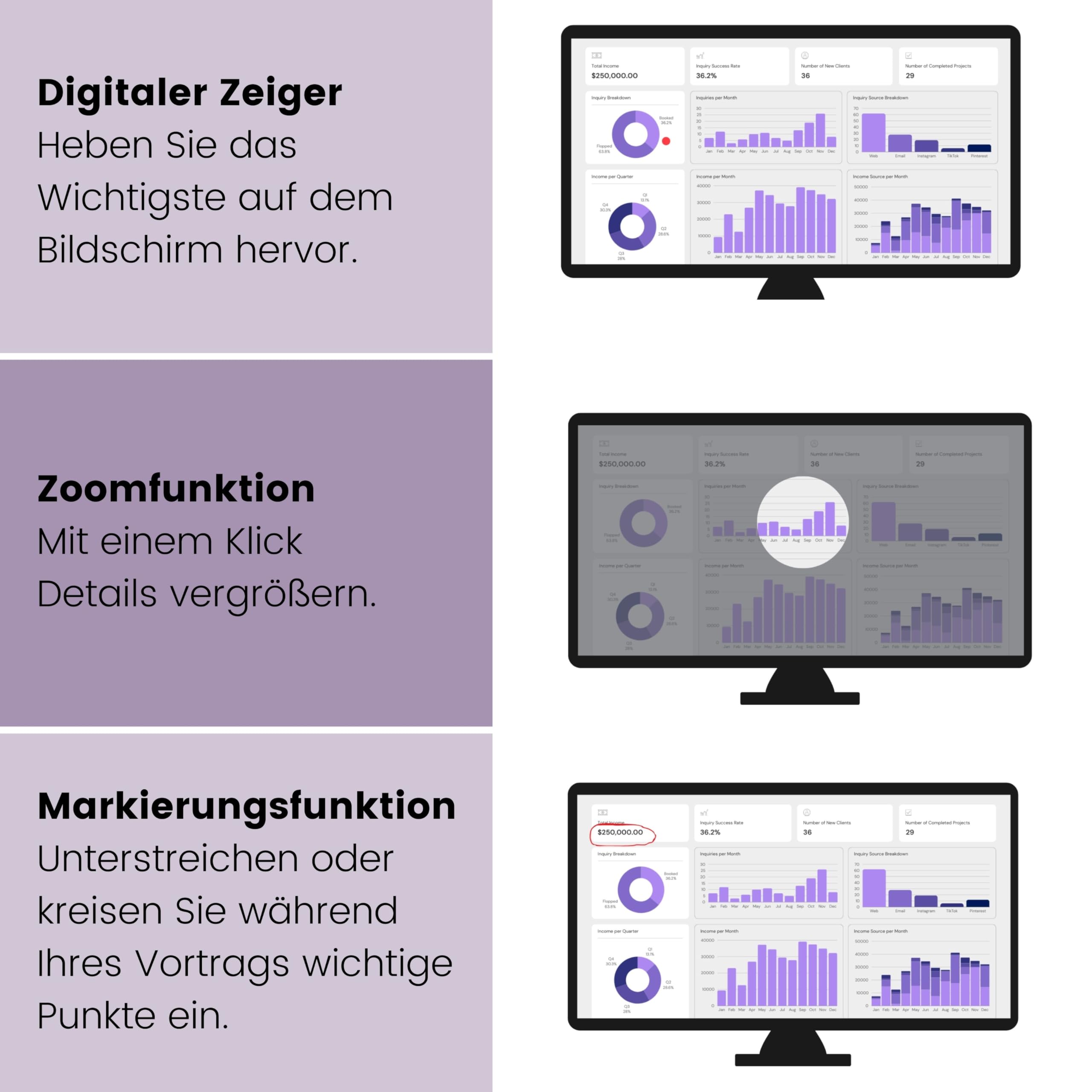 Marmitek WPR 400A - Präsentationsklicker mit digitalem Pointer Air Mouse | Wireless Presenter mit Zoom- und Markierfunktion, USB-C/USB-A Empfänger, PowerPoint Clicker, 100 m Reichweite, Windows/Mac
