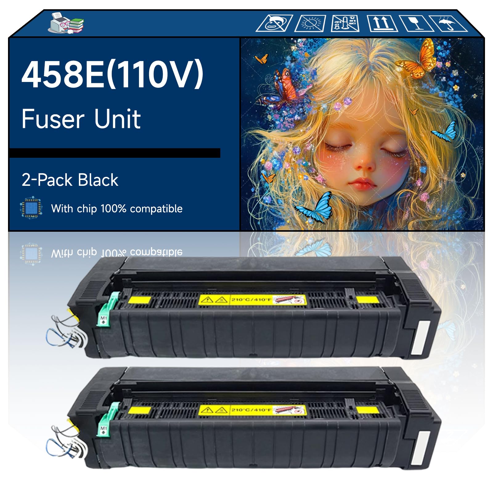 458E(110V) Fuser Unit Compatible with Konica Minolta Bizhub 458E 308E 454E 554E Printers, High-Yield Vibrant Colors, Sharp Text, Easy Installation, Perfect for Home & Office Use (2-Pack Black)