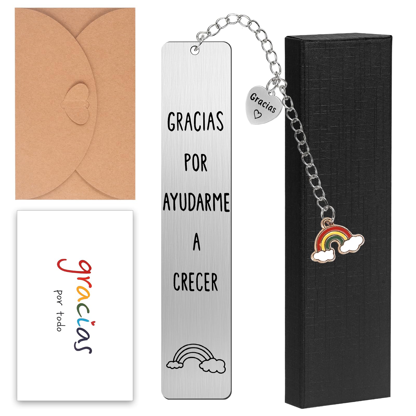 Elegante Marcapáginas en Español 13 x 2.6 cm - Regalo Ideal para Maestros, Colegas y Seres Queridos con Caja de Regalo