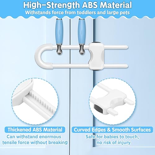 Miniatura 5 de Modacraft 15 cerraduras de gabinete a prueba de bebés  Cerradura de gabinete de seguridad infantil ajustable en forma de U  Cerradura de bebé a
