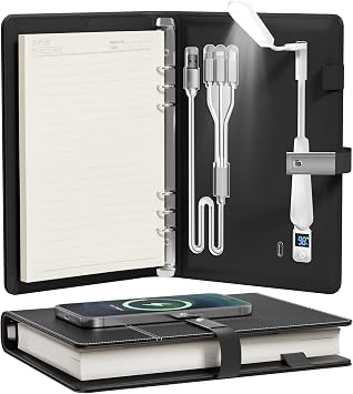 2026 Planner,Personalized Notebook with Power Bank &15W Wireless Charger,Travelers Notebook with Light, Refillable Notebook,Professional Notebook for School.