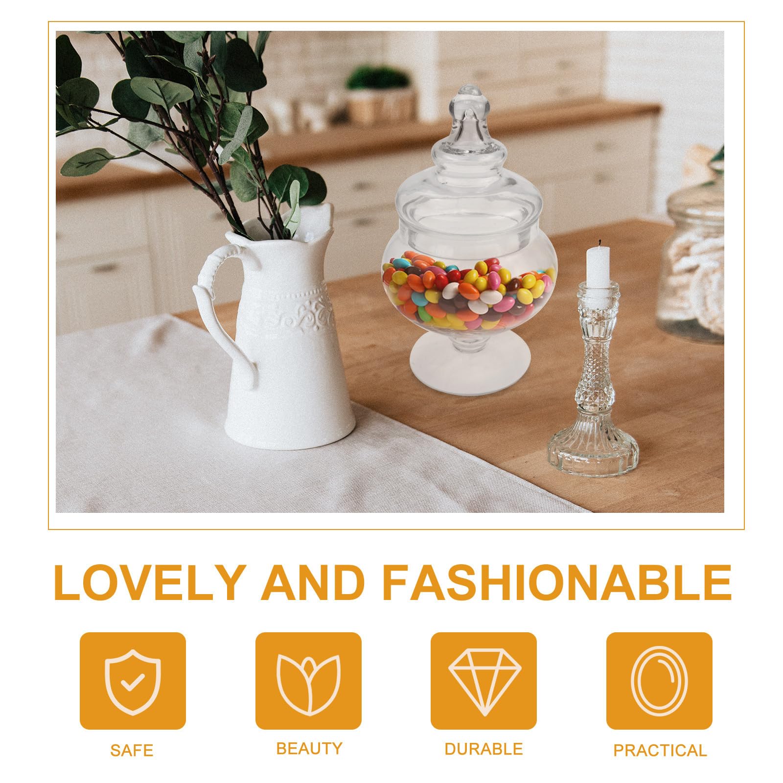CALLARON Bonbonnière en Verre avec Couvercle, Pot de Rangement pour Bonbons et Épices, Décoration Élégante Cuisine et Restaurants, Forme Élégante et Pratique