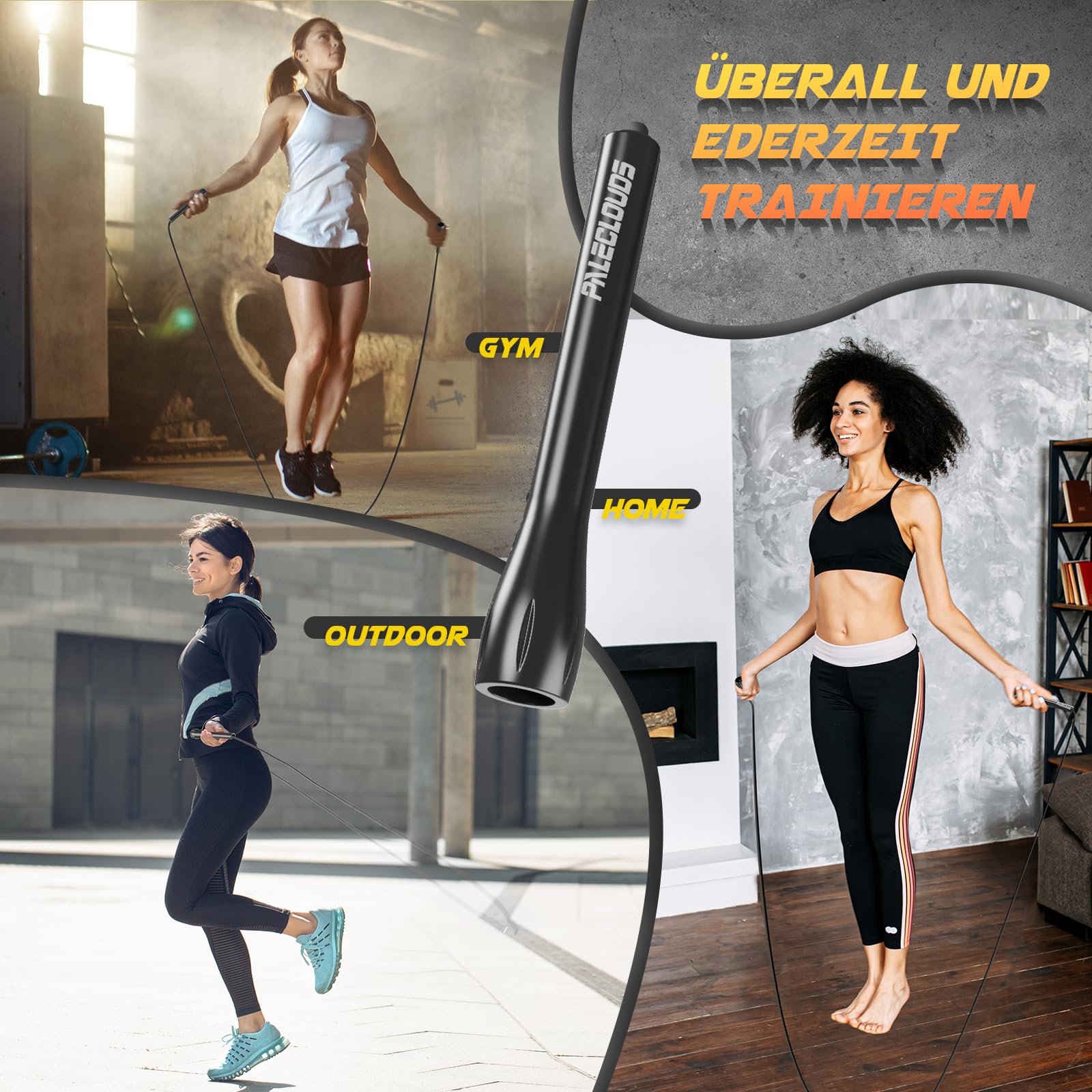 Corda Per Saltare Professionale UOPON In PVC - Speed Jump Rope Con Manici ABS Antiscivolo, Regolabile Fino A 3m, Poster Allenamento Incluso