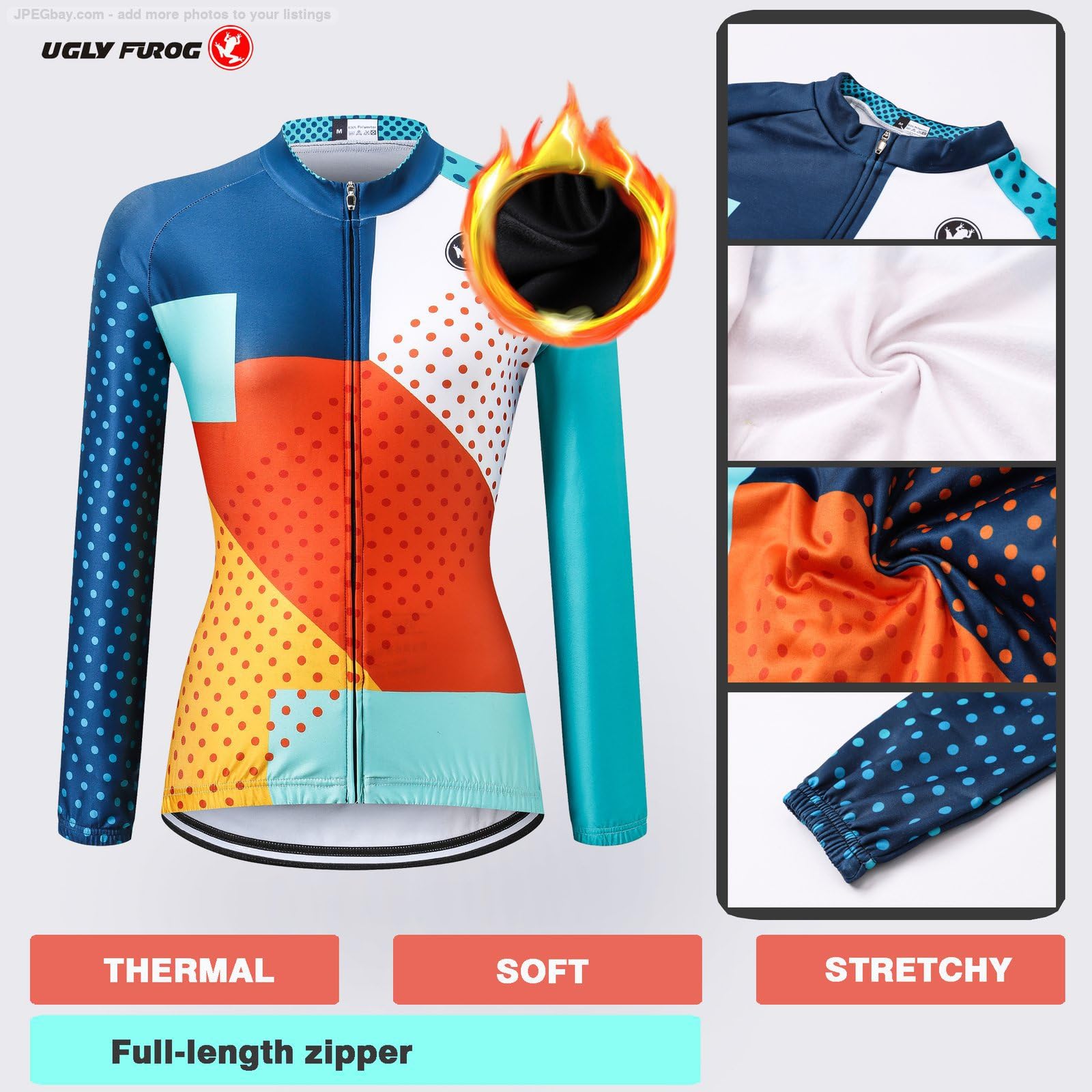 UGLY FROG Invierno Thermo Fleece Ciclismo Ropa Maillot Mujer Jersey+Pantalones Largos Culote de Ciclismo Conjunto Entretiempo para Deportes al Aire Lib