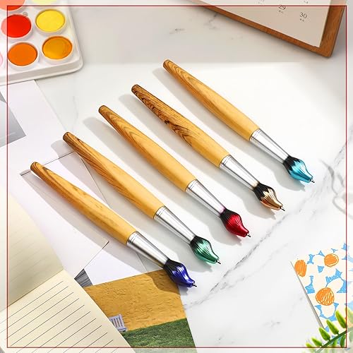 Miniatura 4 de Colarr 50 bolígrafos de pincel de bambú con forma de pincel de bambú, bolígrafos retráctiles de tinta para actividades artísticas, regalos para