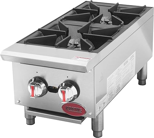Miniatura 6 de Kratos 29Y-070 Gama comercial de encimera de gas de 2 quemadoresplaca caliente, 12 pulgadas de ancho, gas natural, 50,000 BTU