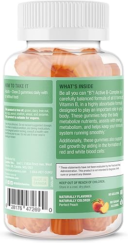 Miniatura 3 de SUKU - Gomitas de complejo de vitamina B con vitamina C Suplemento de gomitas de complejo vegano de 8 vitaminas B sin azúcar aumenta el desarrollo