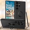 Case for Samsung Galaxy S23 Ultra Case with Ring Stand,Galaxy S23 Ultra Phone Case 360° Ring Holder Magnetic Kickstand Liquid Silicone Protective Phone Case for Samsung Galaxy S23 Ultra 6.8 Inch,Black