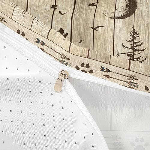 Miniatura 4 de Juego de ropa de cama de lobo, funda de edredón de animales salvajes, diseño étnico tribal de flecha, funda de edredón con estampado de patas de
