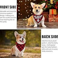 Vista 4 de 4 Pack Bandanas para perros de Feliz Navidad - Bandanas clásicas triangulares de otoño con estampado de Navidad, bufanda a cuadros roja, baberos