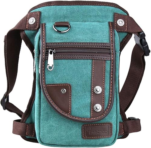 Genda 2Archer Bolsa de pierna para motocicleta lona duradera con múltiples bolsillos cintura máxima de 56 pulgadas Azul  Patchwork