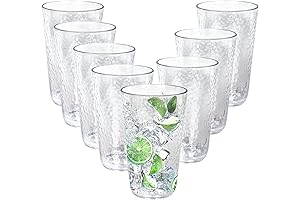 Elegant Clear Unbreakable Highball Drinking Glasses 16 oz - Plastic 8 Pc...