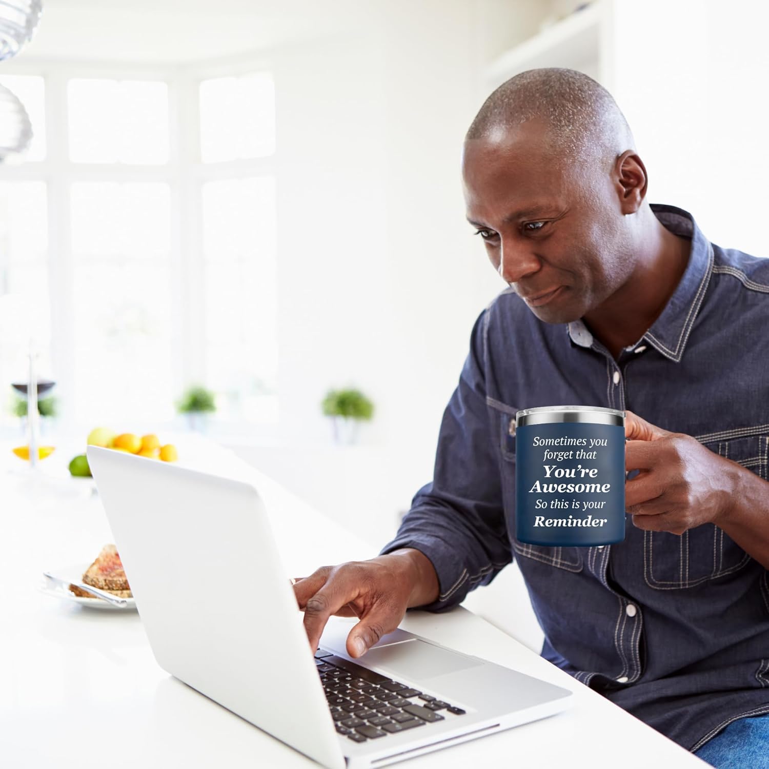'You're Awesome' Coffee Mug with Lid – Inspirational Gift for Men: Husband, Dad, Boyfriend, Colleague, Teachers – Gift for Father’s Day, Birthday, Valentines Day (14 Oz) - Image 5